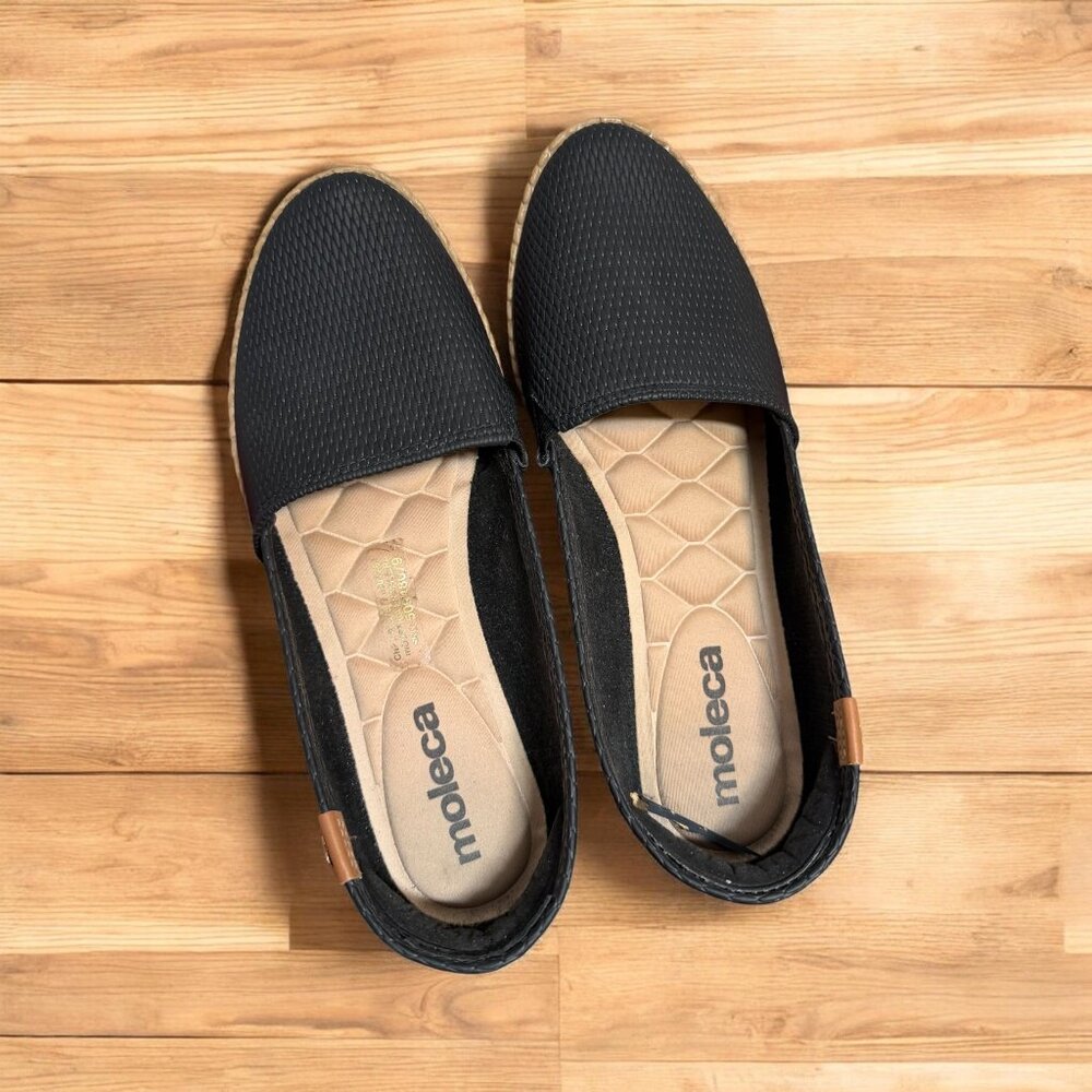 Moleca Black Slip-On Flats | Brazilian Comfort Shoes | Size 7